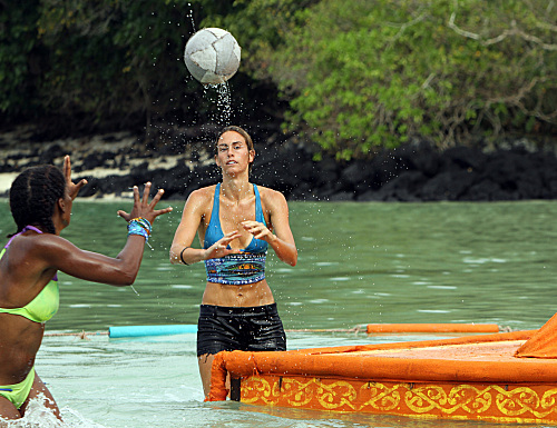 Sabrina Thompson, and Kimberly Spradlin, during the immunity challenge, 